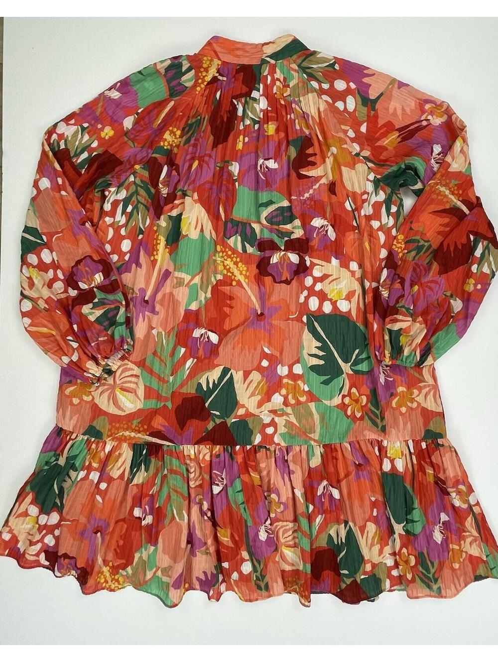 Antonio Melani Brynn Dress Tropical Mini Ruffle Swing Trapeze Missing Belt 10 - Picture 2 of 8